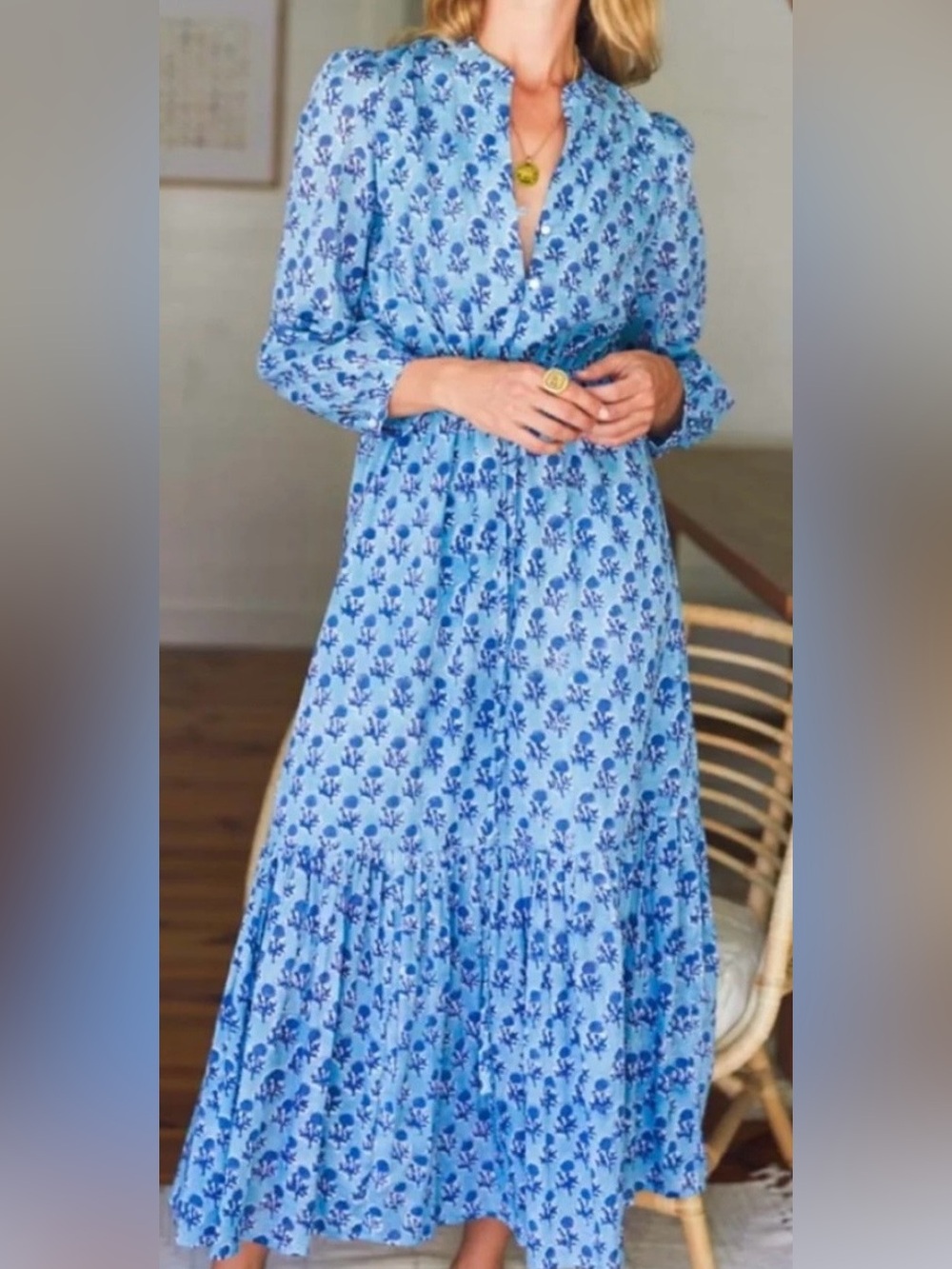 Emerson Fry Light Blue Floral Maxi Dress